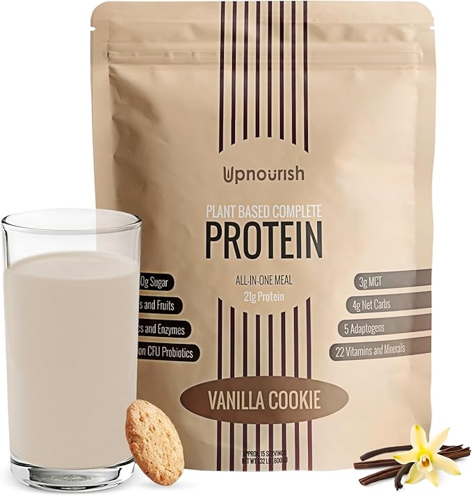 UpNourish Vanilla Cookie Vegan Protein Powder 54 Superfoods Powder,1.5 Billion CFU Probiotics 21g