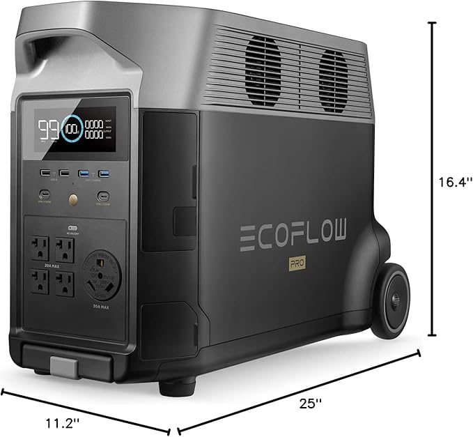 EF ECOFLOW Portable Power Station 3600Wh DELTA Pro, 120V AC Outlets x 5, 3600W, 2.7H Fast Charge
