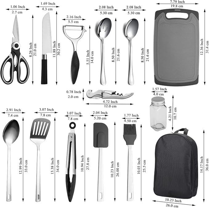 Kyraton Camping Cooking Set 15 Pack, Camping Cookware, Camping Supplies, Portable Camping Kitchen
