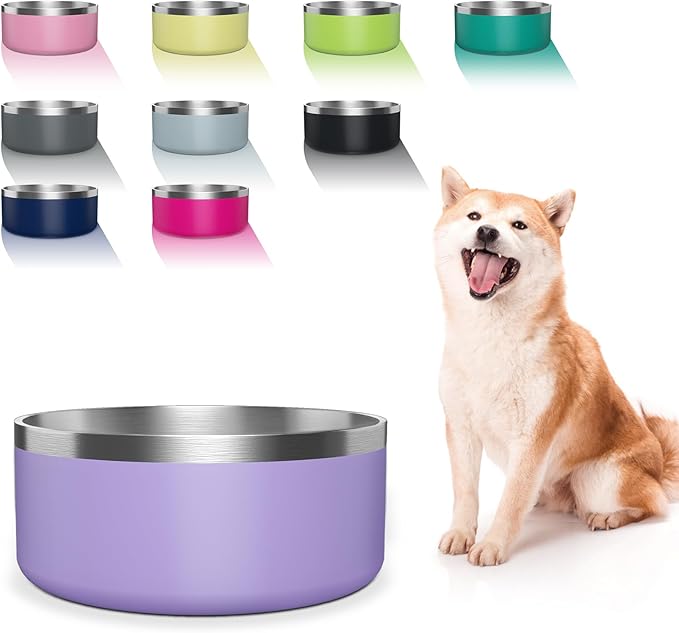 Dog Bowl, Stainless Steel Dog Food and Water Bowl with Non Slip Quiet Bottom, Easy to Clean