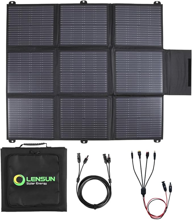 LensunSolar 200W 12V Portable Solar Panel Blanket with Standard Connectors for Solar Generator
