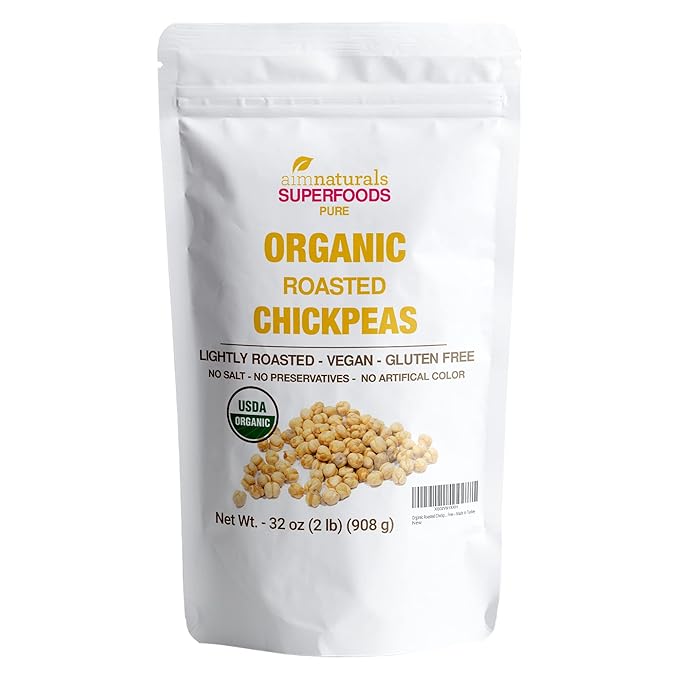 Organic Roasted Chickpeas 2 LB- USDA Organic Certified – Healthy Snack, Lightly Roasted, No Oil, No