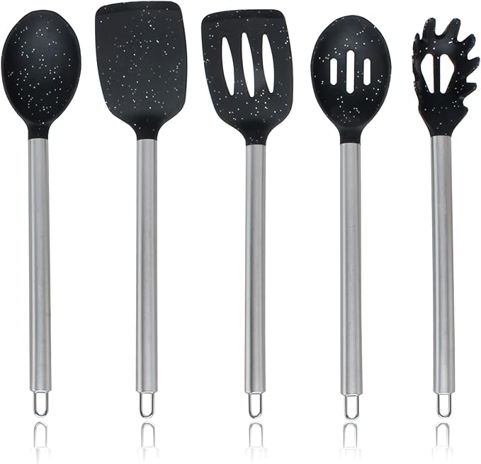 COOK WITH COLOR Silicone Cooking Utensils, Kitchen Utensil Set, Easy to Clean Silicone Kitchen