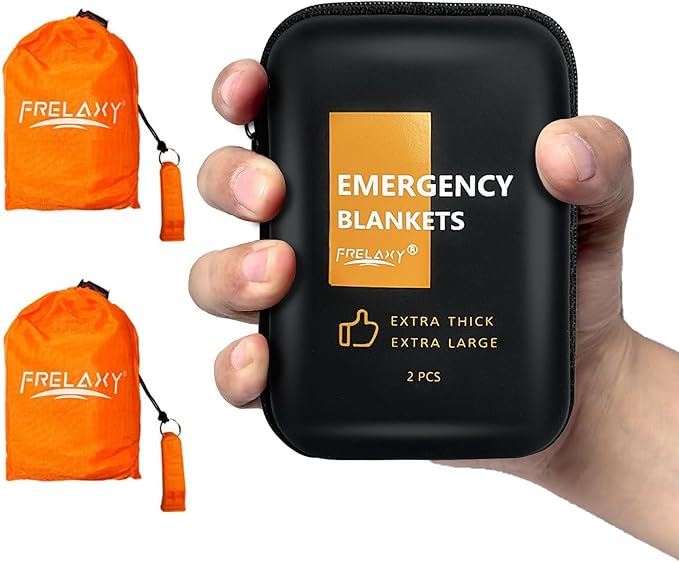 Frelaxy Emergency Blanket 2-Pack/4-Pack, Extra-Thick Extra-Large Space Blankets with Whistles