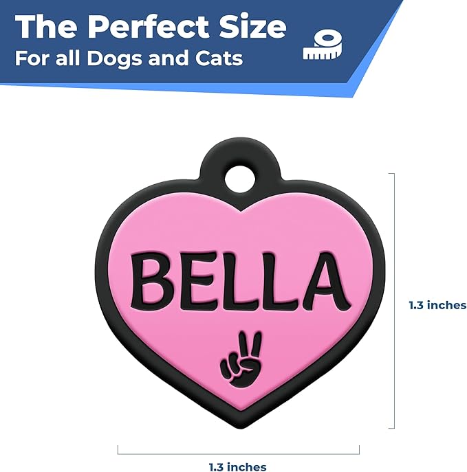 GoTags Silicone Dog Tags, Soundless Pet Tag, Personalized Silent Tag Engraved for Pets with Cute