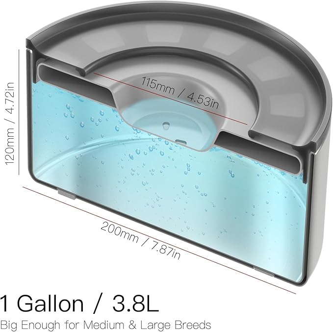 1Gallon No Spill Water Bowl for Dogs, Double-Wall Stainless Steel with Splash-Proof Paws Lid and