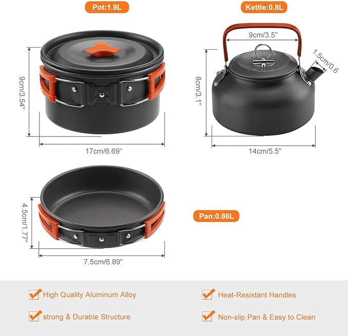 Pots and Pans Set Lixada Outdoor Camping Cookware Mess Kit Camping Cooking Set Tableware with Stove