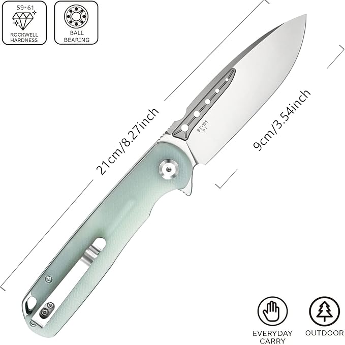 Sitivien ST131 Folding Knife,D2 Blade G10 Handle EDC Tool Knife with Liner Lock for Outdoor Camping