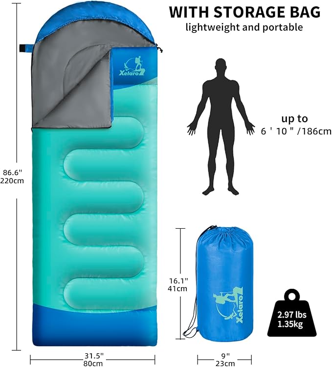 Sleeping Bags for Adults Kids - 3 Season Cold&Warm Weather Waterproof Camping Sleeping Bags