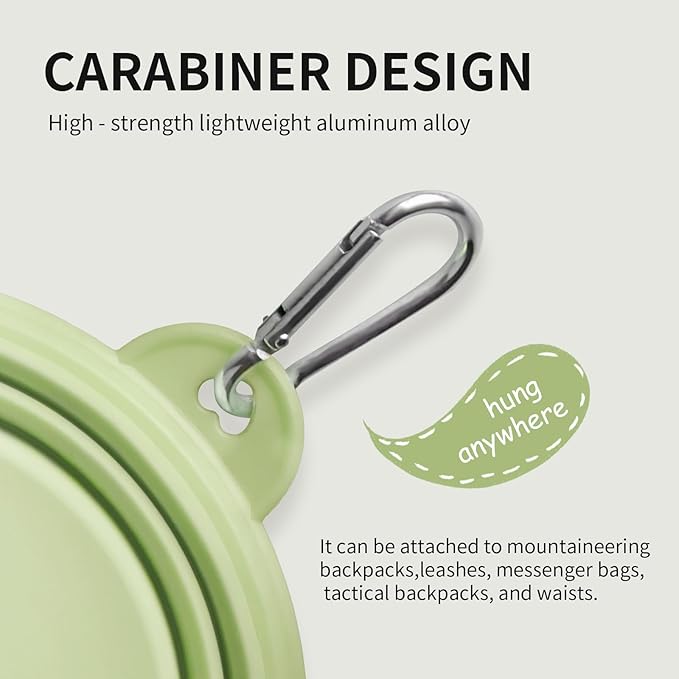 Collapsible Dog Bowls 2-Pack, Portable Travel Dog Bowl with Carabiner, Food-Grade Silicone Pet Bowl