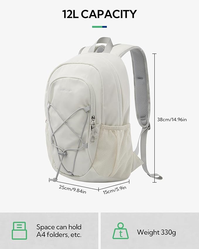 WATERFLY 12L Small Hiking Backpack: Day Pack Lightweight Travel Bag Camping Fitness Cycling Outdoor