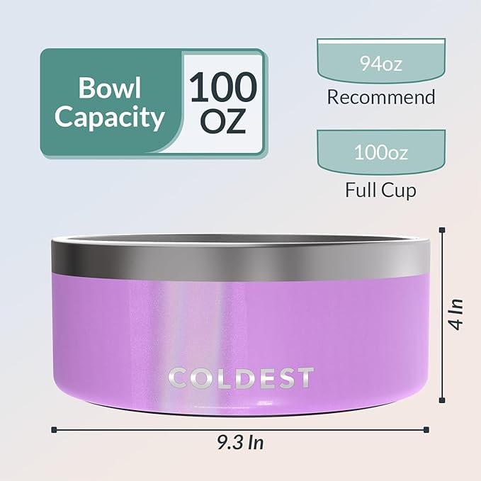 Coldest Dog Bowl - Anti Rust Metal, Non Slip, 3 Layers Insulated Stainless Steel Dog Bowls - Spill