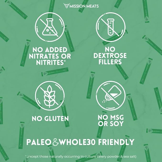 Mission Meats Beef Sticks – 100% Grass Fed & Pasture Raised, Sugar Free, Individually Wrapped
