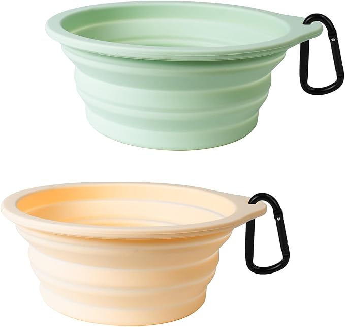 PetBonus 2-Pack Silicone Collapsible Dog Bowls, BPA Free Dishwasher Safe, Portable Foldable