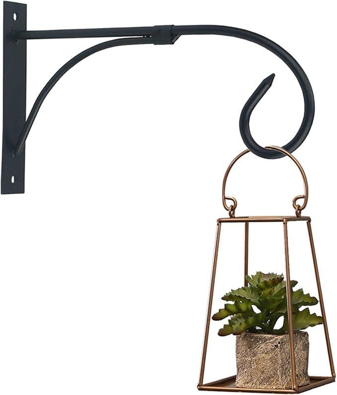 Tinsow 2 Pcs Plant Bracket Iron Wall Hooks Straight Downcurled Hanging for Wind Chimes, Flower