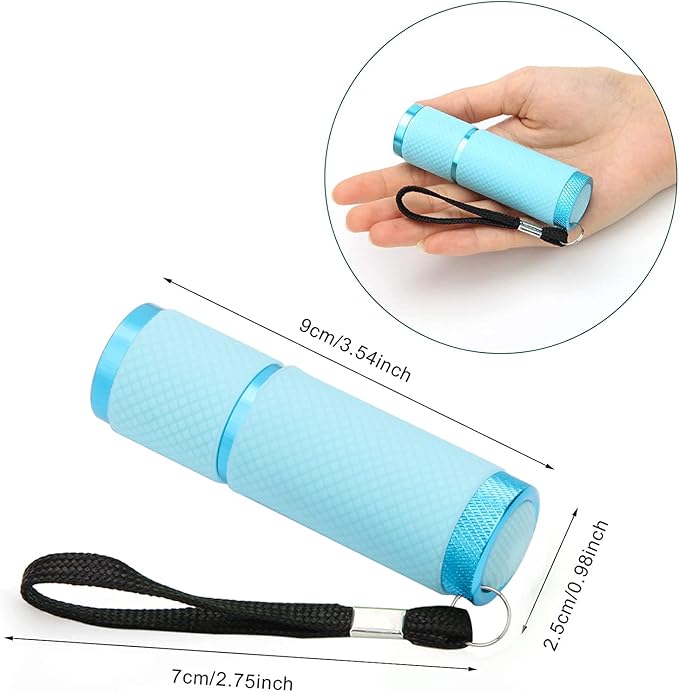 AHIER 9 LED Glow in Dark Flashlights, Rubber Coated Small Flashlights with Straps, Portable Handy
