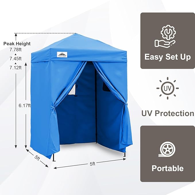 EAGLE PEAK Flex Ultra Compact 5x5 Pop-up Canopy, Sun Shelter, Changing Room, Portable Privacy Tent