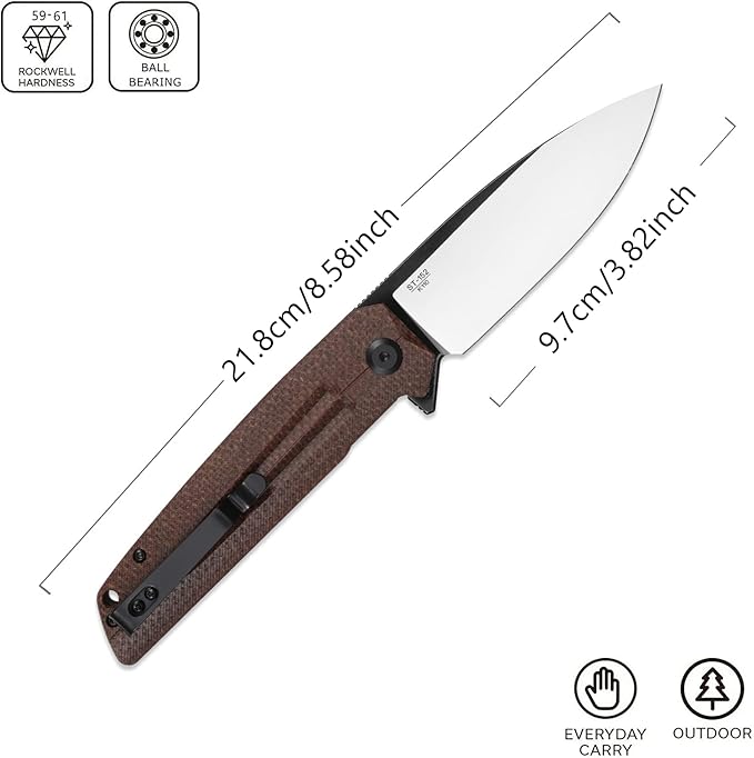 Sitivien ST152 Folding Knife,K110(D2) Steel Blade with Micarta Handle EDC Tool Knife for Outdoor
