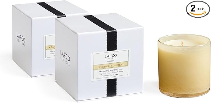 LAFCO New York Classic Candle, Chamomile Lavender - Pack of 2, 6.5 oz - 50-Hour Burn Time