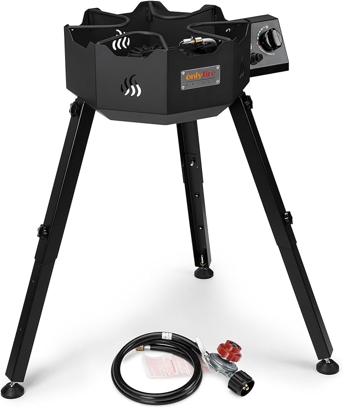 ONLYFIRE Portable Gas Burner with Adjustable Removable Legs, Propane Camping Stove for Backyard RV