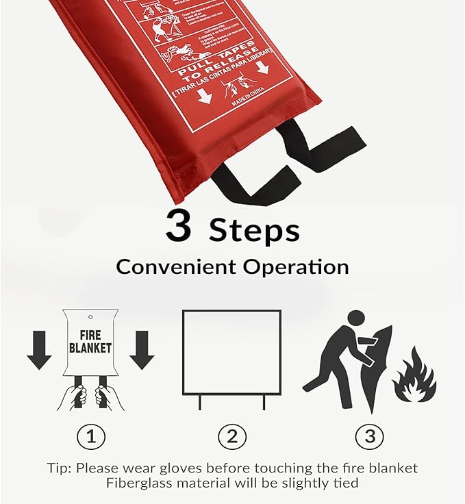 Fire Blanket Kitchen Emergency Blankets with Silicone Coating.Fireproof Blanket Fire Blanket for