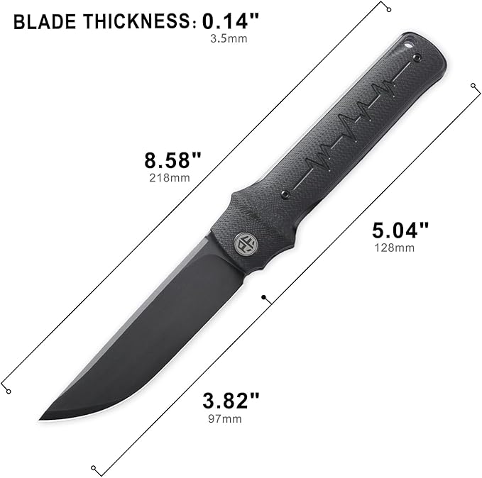 Petrified fish PFB04 Tena Folding Knife, 3.82" D2 Steel Black Stonewashed Blade G10 Handle Pocket