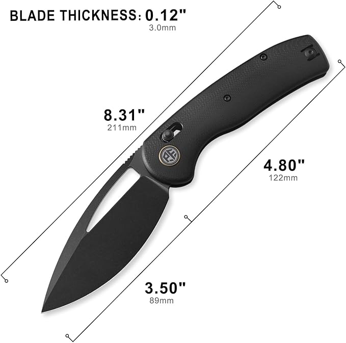 Petrified fish PFP13 Viper Folding Knife,3.5" K110 Steel Black Stonewashed Blade G10 Handle Pocket