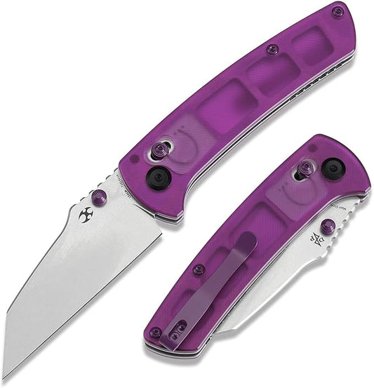 KANSEPT Main Street Pocket Folding Knife, 3.36''Stonewashed 154CM Sharp Blade, Purple Acrylic