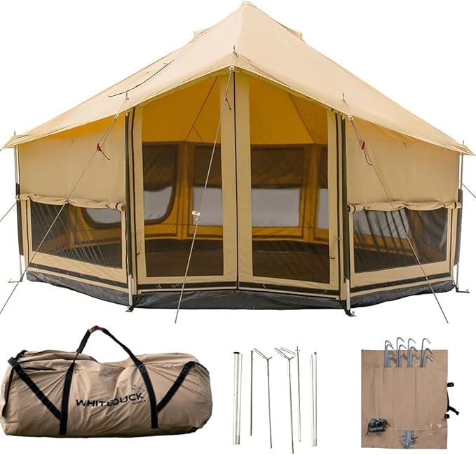 WHITEDUCK Altimus Canvas Tent with Stove Jack, Waterproof, 4 Season Luxury Camping and Glamping