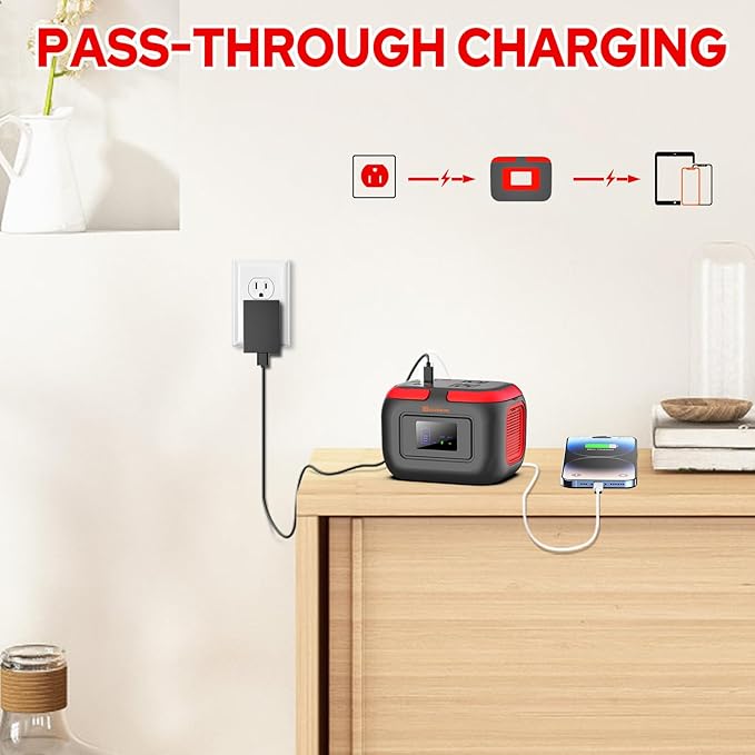 Portable Power Station 120W, 110V Outdoor Power Pack Generator with AC Outlet, External Lithium