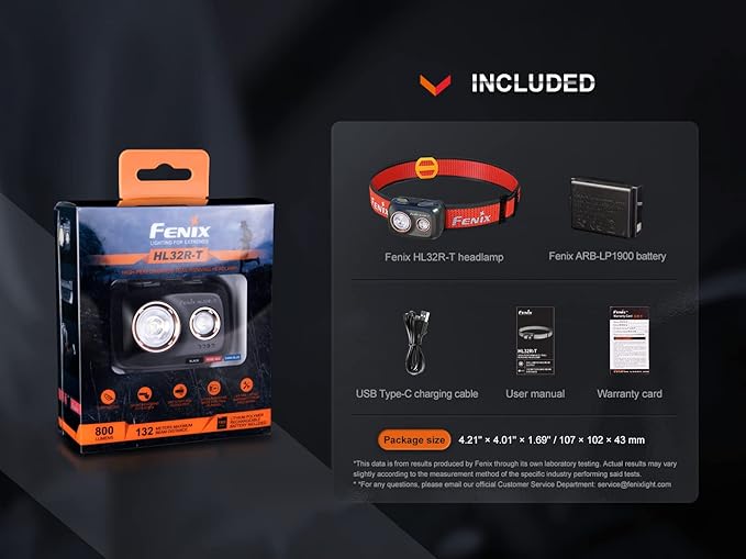 EdisonBright Fenix HL32R-T 800 Lumen spot/Flood Light Rechargeable (AAA Compatible) Lightweight