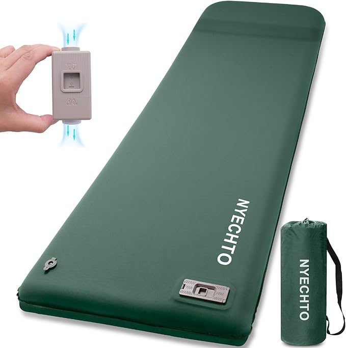 Self Inflating Sleeping Pad with Electric Pump, 3.14" Ultra-Thick Memory Foam Sleeping Mats for