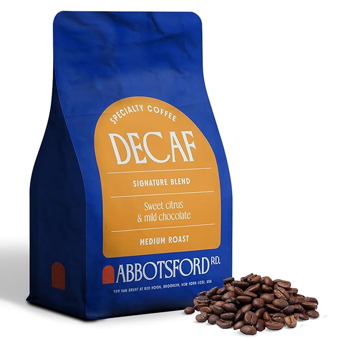 Abbotsford Road Whole Bean Decaf Coffee, Specialty Medium Roast 12 oz Bag, Chemical-Free Arabica