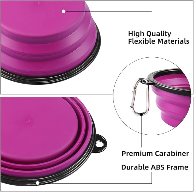 Kytely Large Collapsible Dog Bowls 2 Pack, 34oz Foldable Dog Travel Bowl, Portable Pet Water Food