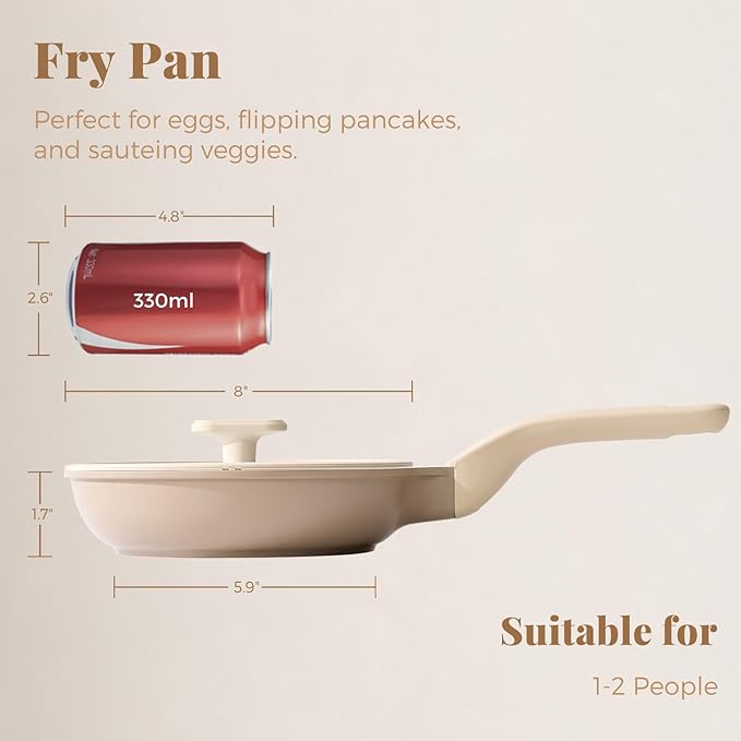 PRICUSIS Nonstick Frying Pan with Lid, Healthy Skillet, Egg Pan Nonstick Omelet Pan Chef's Pan