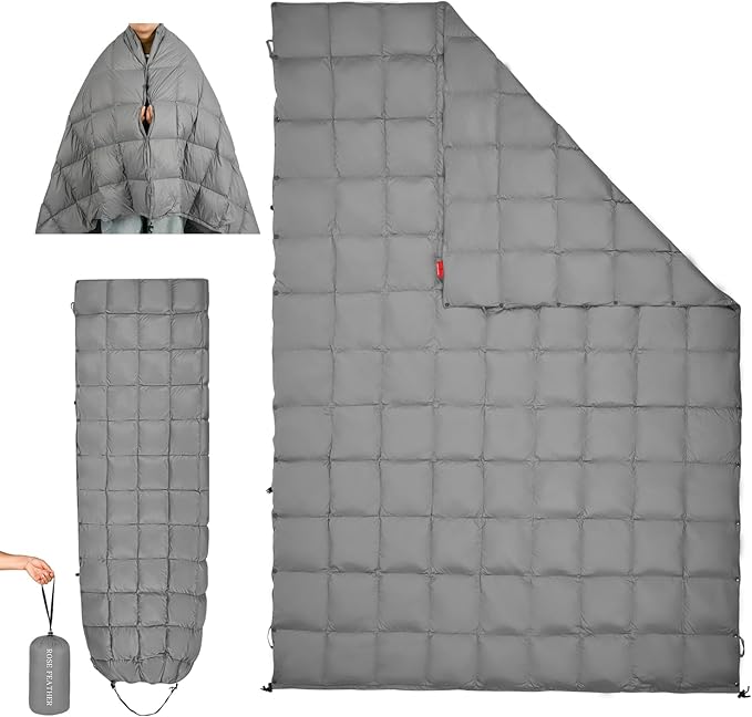 Down Camping Blanket, Muti-Use Outdoor Travel Blanket, Puffy Sleeping Bag Blanket, Waterproof