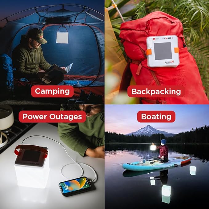 LuminAID Max Quick Inflate 2-in-1 Solar Camping Lantern and Phone Charger - Rechargeable LED Lamp