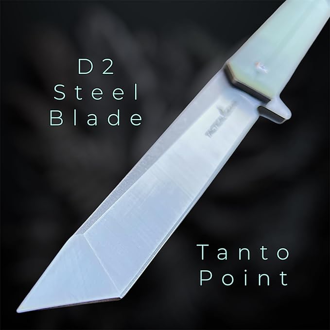 TACTICAL GEARZ Pocket Knife for EDC, G10 Handle, D2 Steel Tanto Blade, Includes Sheath (Oris Ice)