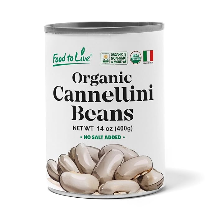 Food to Live Organic Italian Canned Cannellini Beans, 14 oz (Pack of 1) - Unsalted Non-GMO White