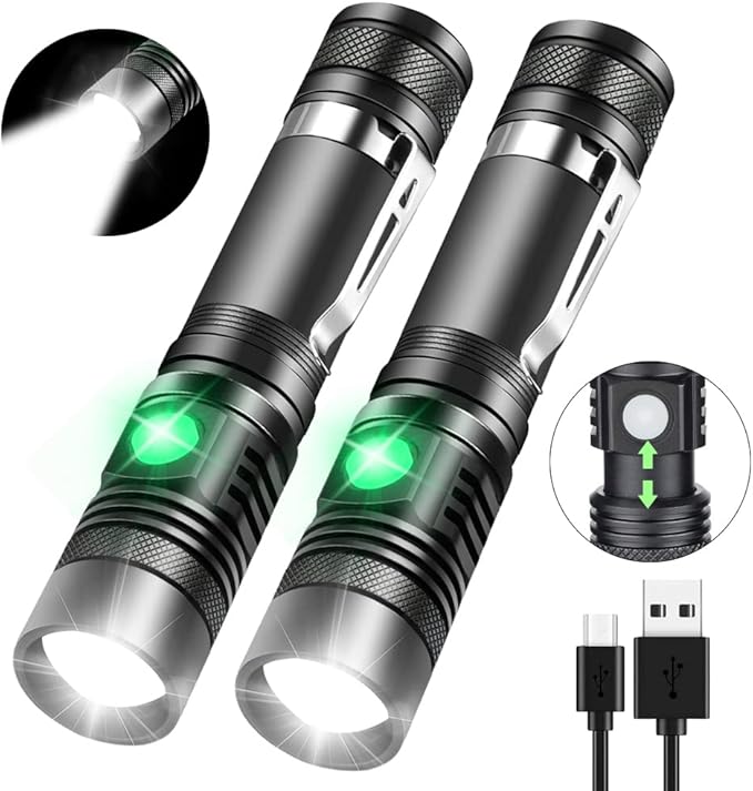 iToncs Rechargeable Flashlight, Pocket-Sized Torch with Super Bright High Lumens LED, Water