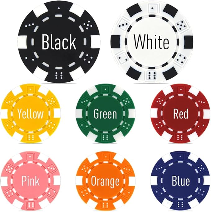 100 Custom Dice Striped Poker Chips, Print Your Text, Logo or Design, Casino Sized Chips for Texas