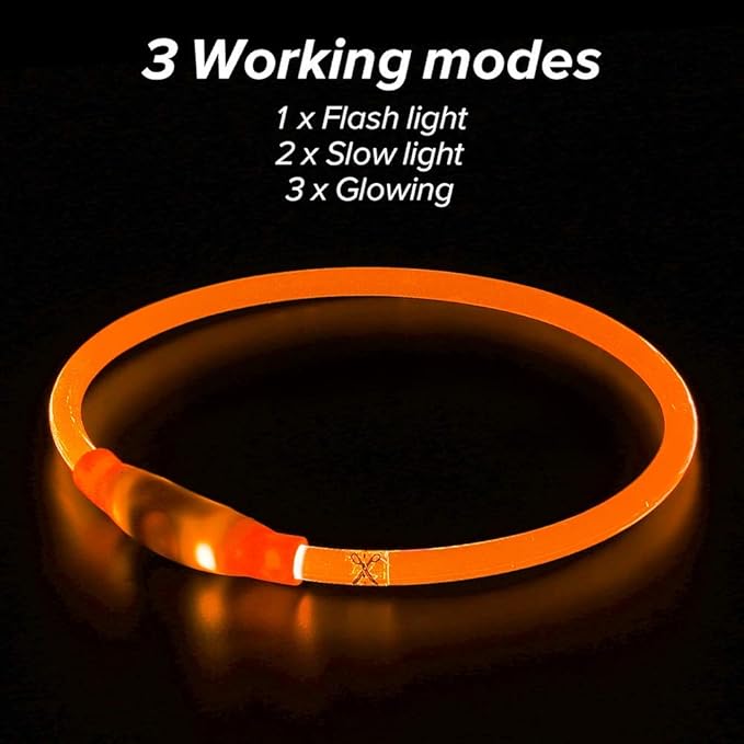 BSEEN LED Dog Collar, USB Rechargeable Glowing Pet Collar, TPU Cuttable Dog Safety Lights for Small