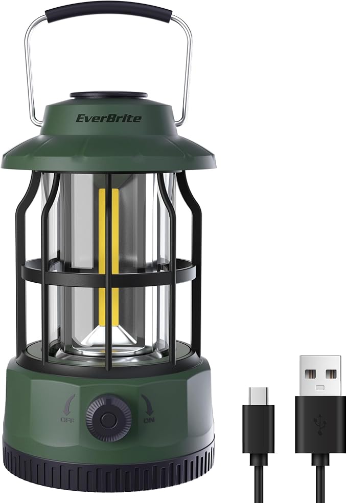 EverBrite LED Camping Lantern, USB C Rechargeable Lantern with Stepless Dimming, Vintage Portable