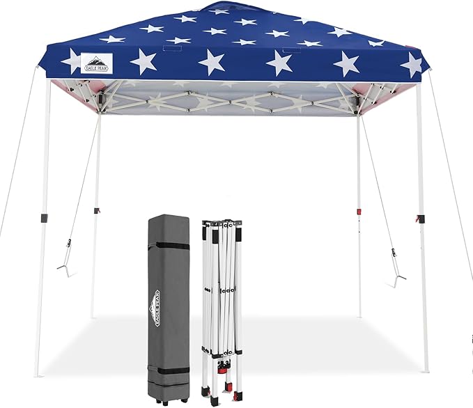 EAGLE PEAK Pop Up Canopy Tent with Wheeled Carry Bag, 8 Stakes, 4 Ropes, Easy Set Up Tent Canopy