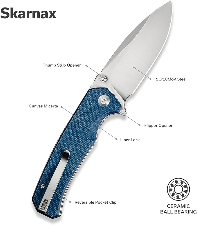 SENCUT Skarnax Pocket Knife for Men, Folding Knife with 3.79" 9Cr18MoV Blade & Micarta Handle