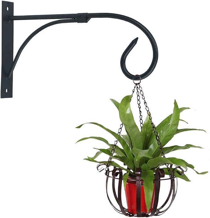 Tinsow 2 Pcs Plant Bracket Iron Wall Hooks Straight Downcurled Hanging for Wind Chimes, Flower