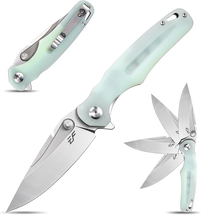 Eafengrow EF967 Pocket Folding Knife with Pocket Clip Fast Opening Ball Bearing Folder G10 Handle