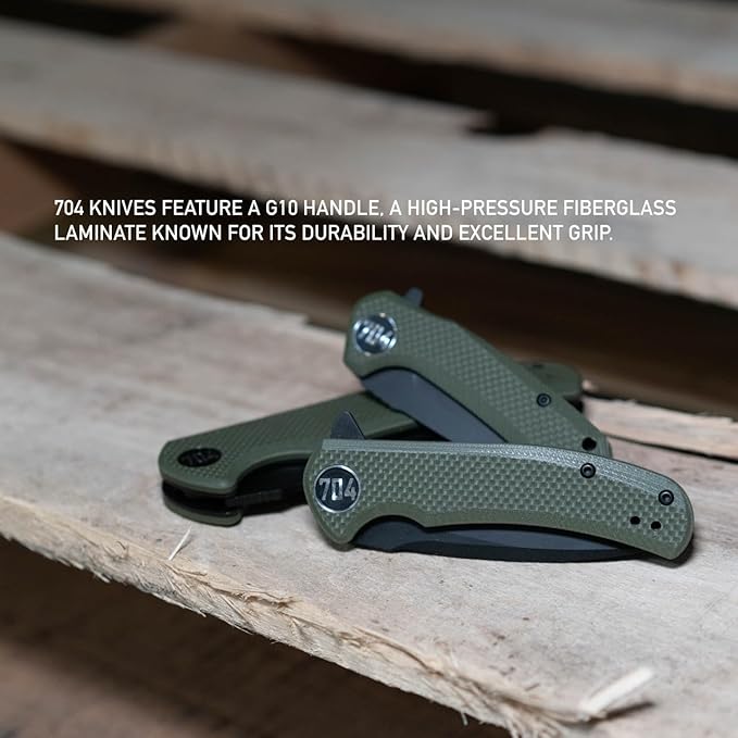 704 Gear Wildcat Lite EDC Folding Pocket Knife | Compact Size D2 Wharncliffe Blade with Thumbhole