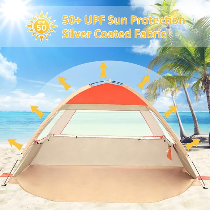 Gorich Beach Tent Sun Shelter for 3/4-5/6-7/8-10 Person with UPF 50ï¼?UV Protection, Lightweight &