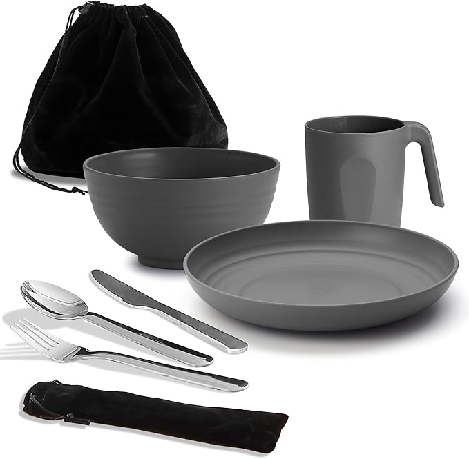 Camping Utensils, Reanea Camping Mess Kit for Travel, Camping, Picnic, Outdoor, Camping Gear